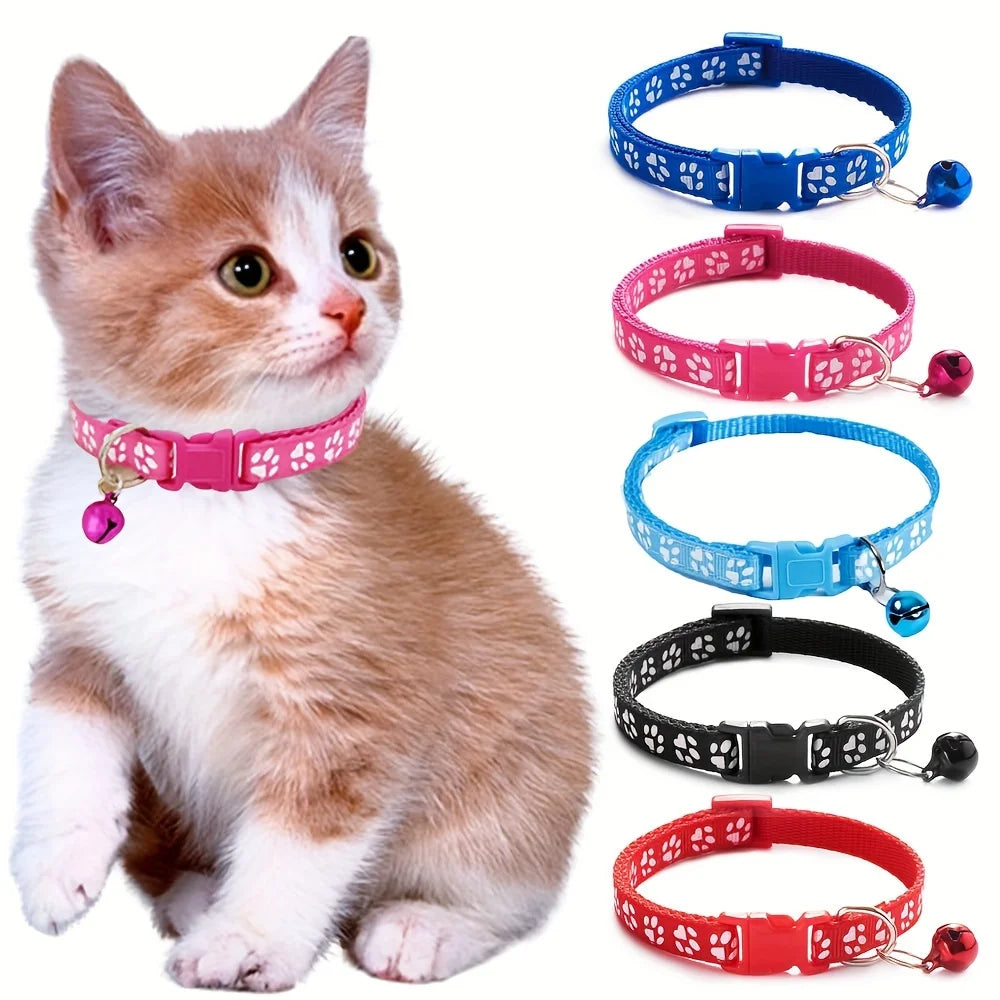 Vibrant Adjustable Stylish Cat Collar with a safety bell for a fashionable and safe look for your feline friend.