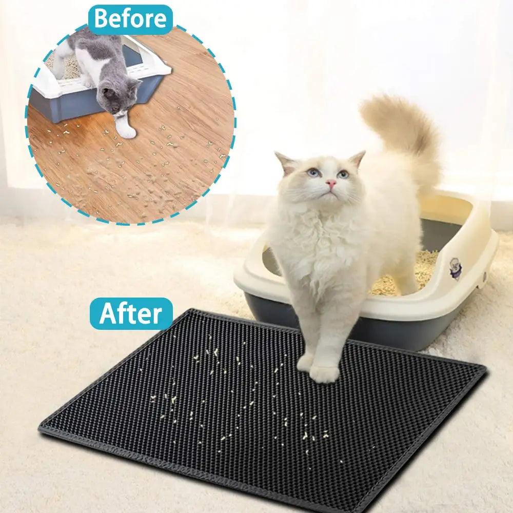 Waterproof Cat Litter Mat: Durable material prevents spills soaking damaging floors