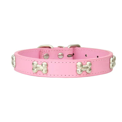 Trendy bone design on Leather Dog Collars for a unique look