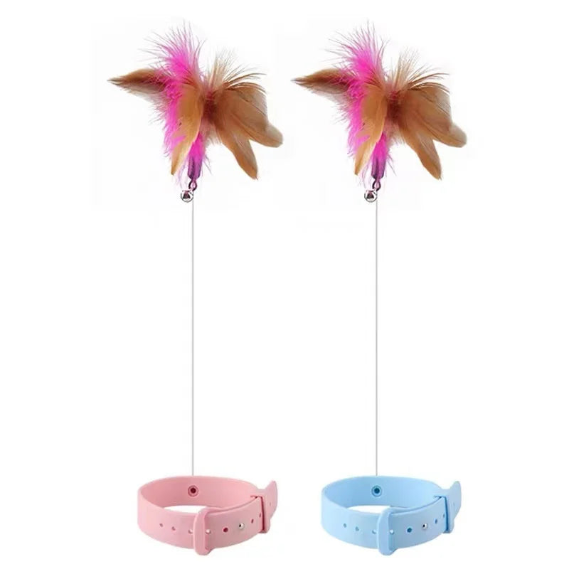 Interactive Feather Toy for Cat with vibrant feathers, designed to attract your cat's attention and enhance active play