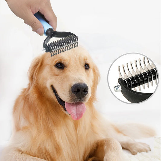 Dog Hair Grooming Brush effortlessly removes mats and tangles for a smooth coat