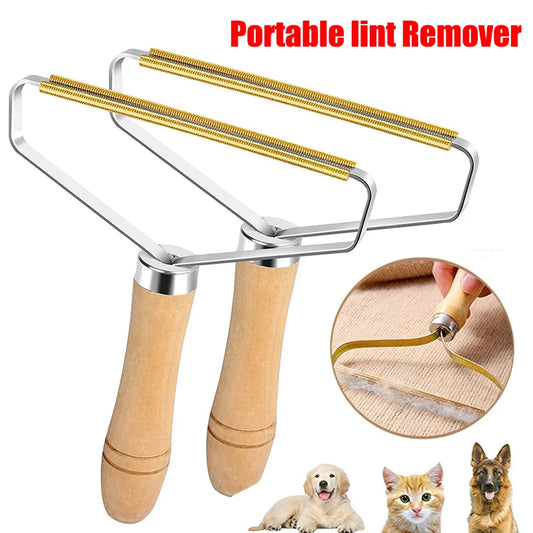 The Portable Pet Hair Remover Brush effortlessly removing pet hair from a couch, keeping furniture clean and fur-free.