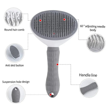 Clean up is a breeze with the Self-Cleaning Pet Hair Removal Brush, featuring a mess-free design