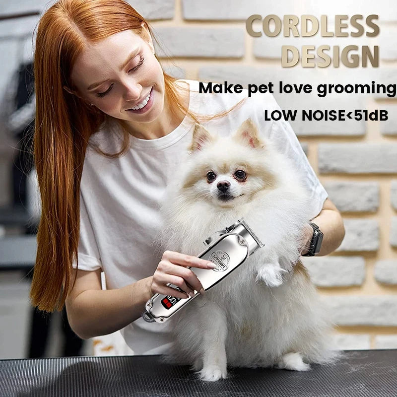 Ergonomic Wireless Pet Hair Trimmer for comfortable and precise grooming, ideal for both beginners and professionals