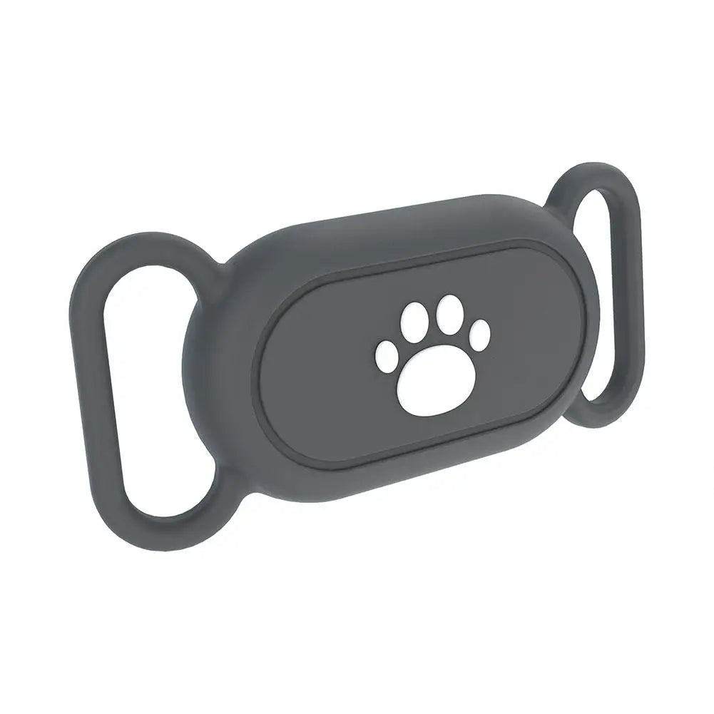 A Smart-Tag Pet Collar Holder placed on a collar, with a water-resistant design to safeguard against rain and moisture