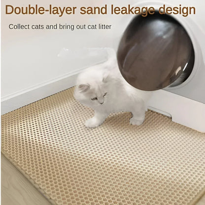 The Non-Slip Cat Litter Mat captures stray litter with its dual-layer design