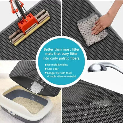 Made from durable materials, the Non-Slip Cat Litter Mat is built for long-lasting use