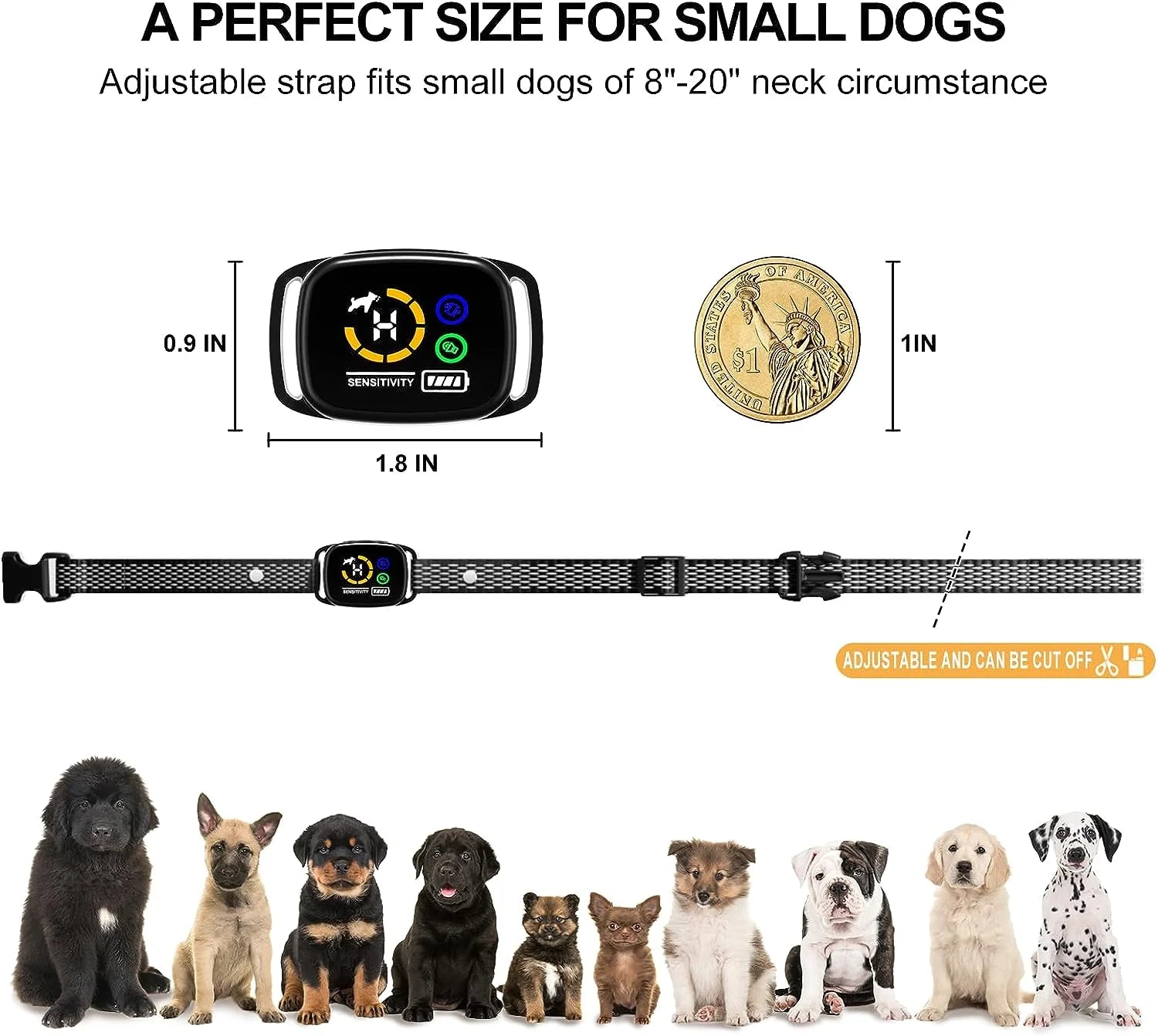 Safe and humane Bark Control Dog Collar using gentle vibration to train your dog without shocks or harm