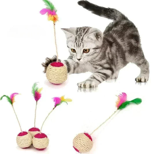 A playful kitten enjoying the Interactive Cat Scratching Ball, providing hours of entertainment and active play.