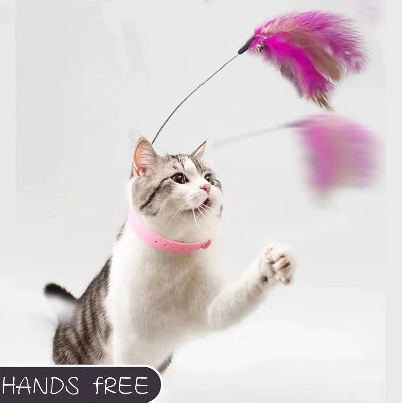 Interactive Feather Toy for Cat with a colorful feather design, perfect for sparking your cat's hunting instincts and engaging playtime