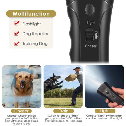 Compact Ultrasonic LED Dog Bark Control perfect for on-the-go training