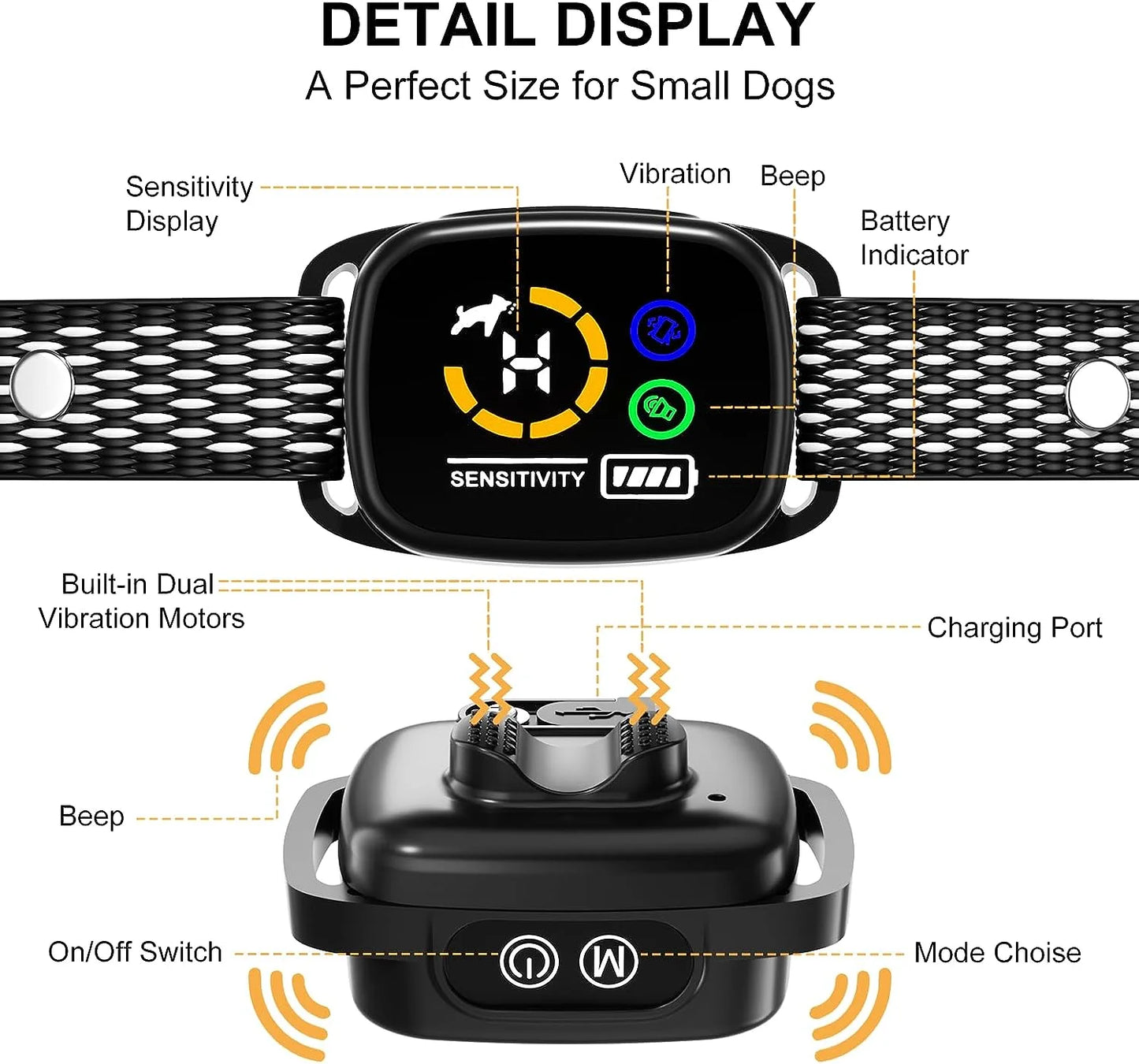 Adjustable Bark Control Dog Collar with customizable sensitivity settings to suit your dog's barking behavior