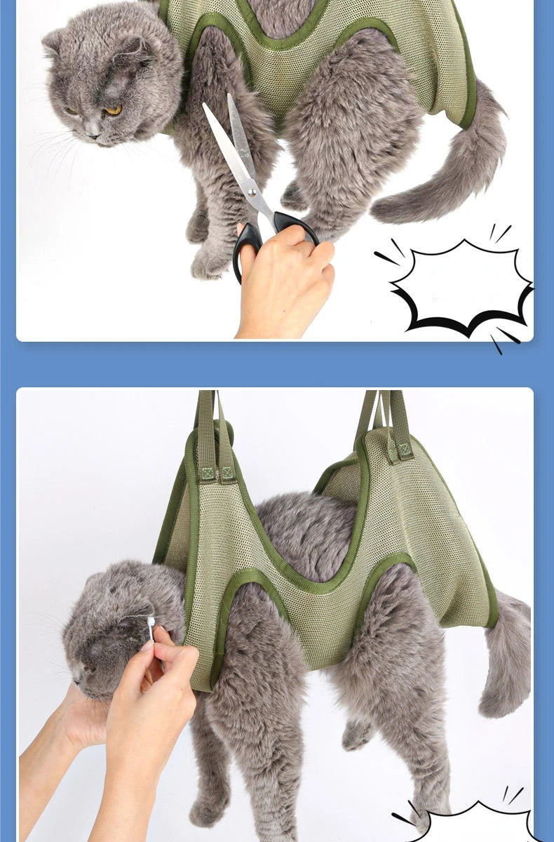 Easy-to-use Cat Grooming Restraint Bag for convenient nail trimming, bathing, and general care.