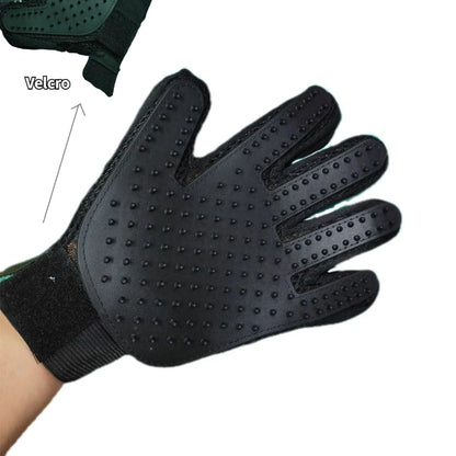 A pair of Pet Grooming Anti Shedding Gloves designed for easy grooming of cats, dogs, and other furry pets.