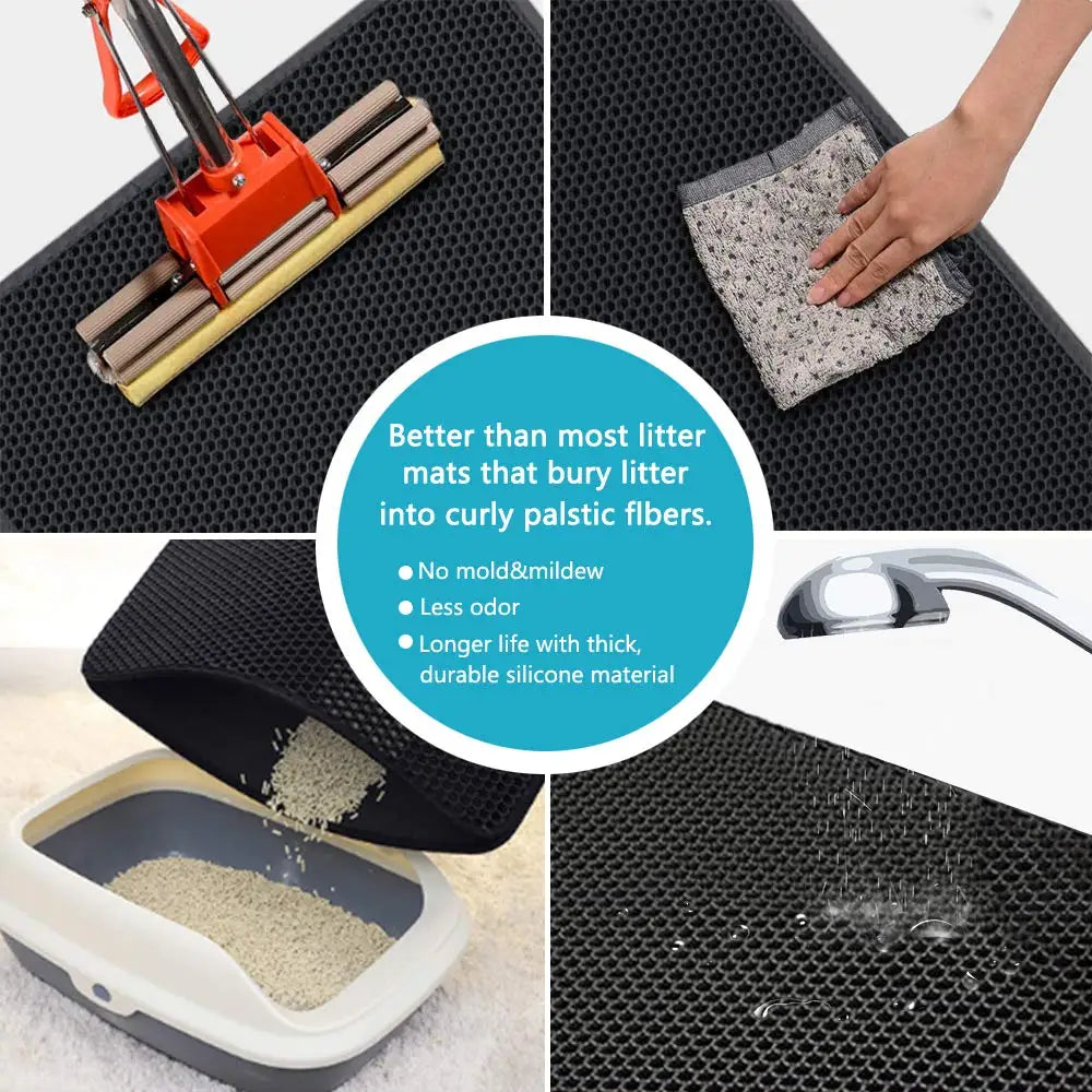 Cat Litter Mat - Waterproof Design: Traps litter effectively